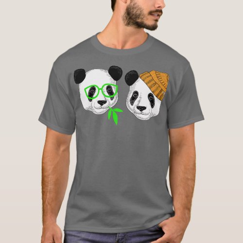Hand Drawn Funny Panda Head T_Shirt