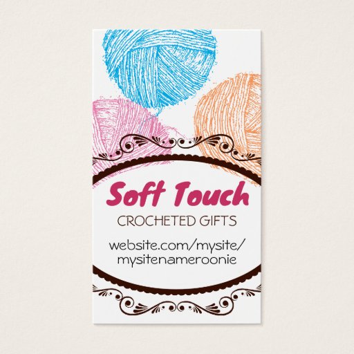 Customizable Hand drawn fuzzy yarn crochet hooks gift tag card business card templates