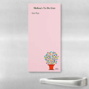 Hand Drawn Gardening To-Do List Water Plants Pink Magnetic Notepad