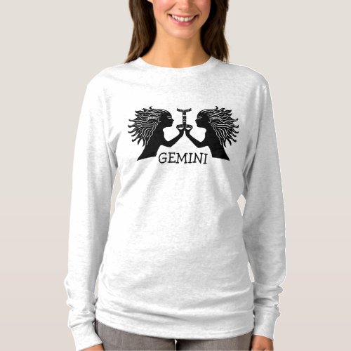 Hand Drawn Gemini Twins Holding Zodiac Symbol T_Shirt