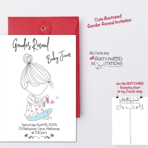 Hand drawn Gender Reveal Invitation