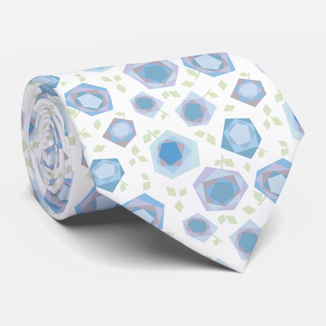 Hand Drawn Geometric Rose Design Necktie (Rolled)