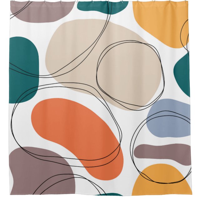 Hand drawn geometric seamless modern abstract mult shower curtain (Front)