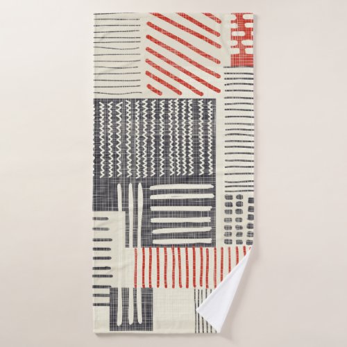 Hand_drawn geometric stripes seamless pattern bath towel