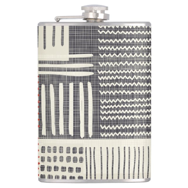 Hand-drawn geometric stripes, seamless pattern. flask (Front)
