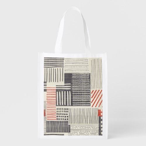 Hand_drawn geometric stripes seamless pattern grocery bag