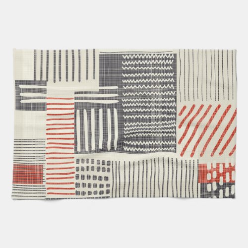 Hand_drawn geometric stripes seamless pattern kitchen towel