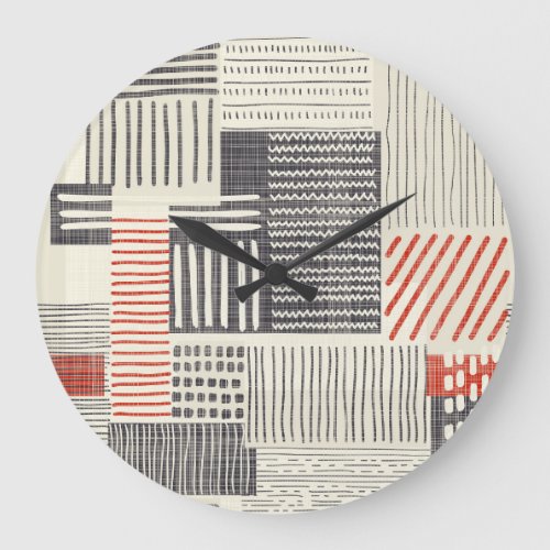 Hand_drawn geometric stripes seamless pattern large clock