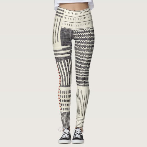 Hand_drawn geometric stripes seamless pattern leggings