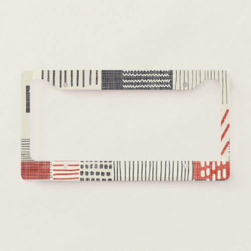 Hand_drawn geometric stripes seamless pattern license plate frame