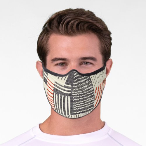 Hand_drawn geometric stripes seamless pattern premium face mask