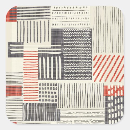 Hand_drawn geometric stripes seamless pattern square sticker