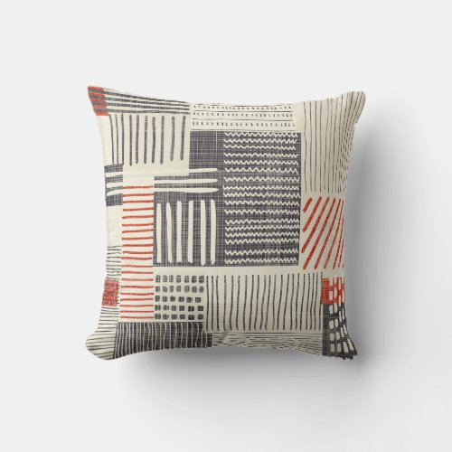 Hand_drawn geometric stripes seamless pattern throw pillow
