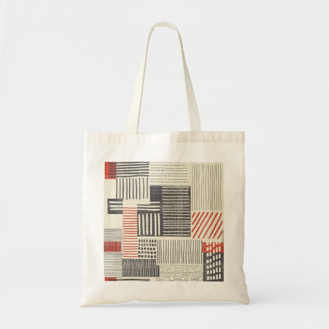 Hand-drawn geometric stripes, seamless pattern. tote bag (Front)