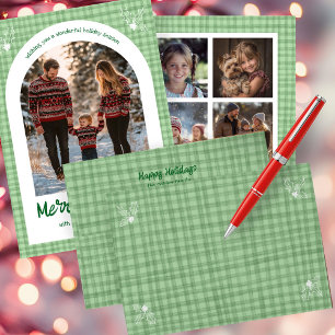 Hand-Drawn Gingham Pattern Green Holly CUSTOM Envelope