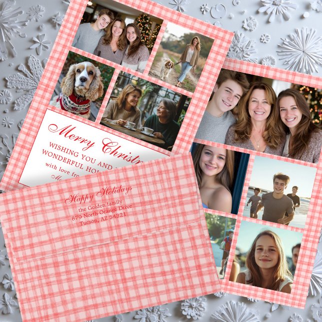 Hand-Drawn Gingham Pattern Red Pink CUSTOM Envelope (Hand-Drawn Gingham Pattern Red Pink CUSTOM Envelope
)