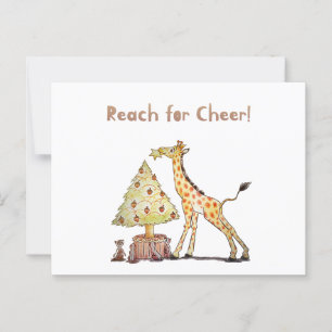 Hand-Drawn Giraffe Christmas Tree Art Postcard