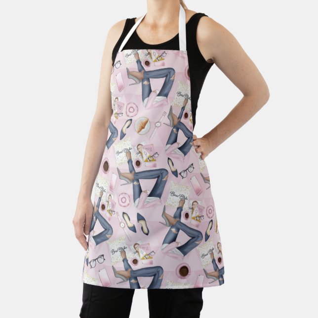 Hand Drawn Girl Boss Apron (Insitu)
