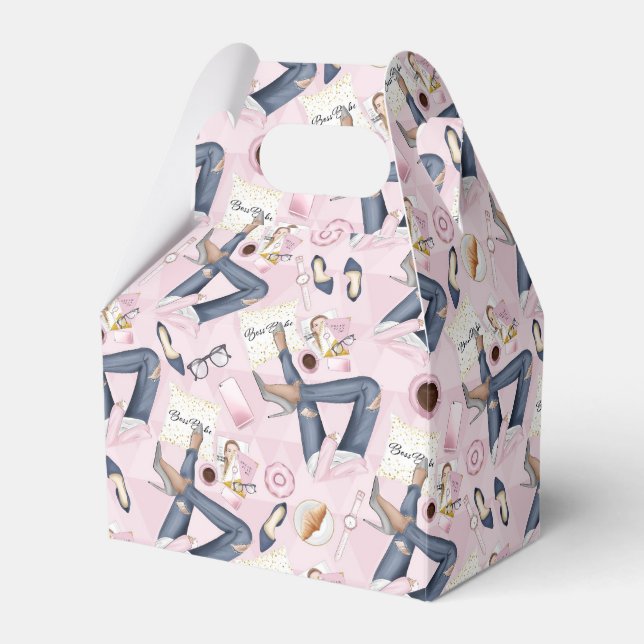 Hand Drawn Girl Boss Favor Boxes (Front Side)