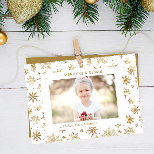 Hand Drawn Gold Snowflake Christmas Photo Holiday Card