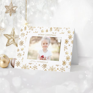 Hand Drawn Gold Snowflake Christmas Photo Holiday Card