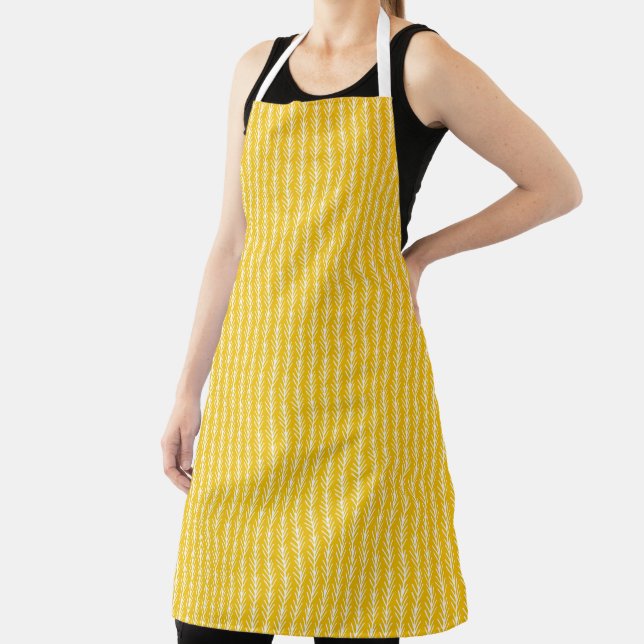 Hand Drawn Gold Wheat Pattern Apron (Insitu)