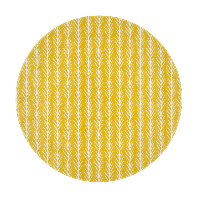 Hand Drawn Gold Wheat Pattern Cutting Board (Front)