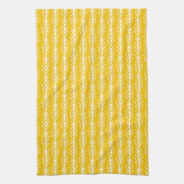 Hand Drawn Gold Wheat Pattern Kitchen Towel (Vertical)