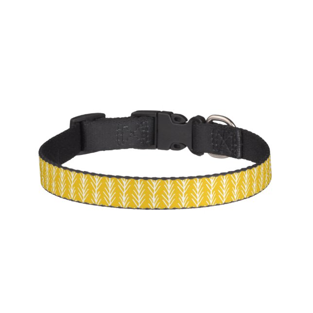 Hand Drawn Gold Wheat Pattern Pet Collar (Front)