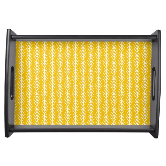 Hand Drawn Gold Wheat Pattern Serving Tray (Front)