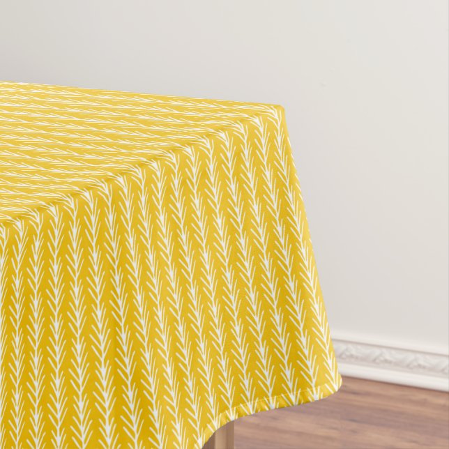 Hand Drawn Gold Wheat Pattern Tablecloth (In Situ)