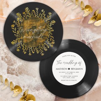 Hand-drawn Gold Wildflower Vinyl Lp Record Wedding