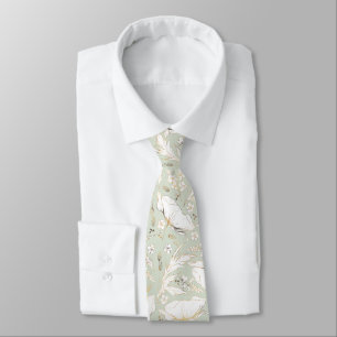 Hand-drawn Gold Wildflowers Elegant Sage Green Neck Tie