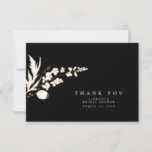 Hand-drawn Gold Wildflowers Elegant Thank You