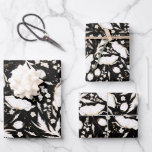 Hand-drawn Gold Wildflowers Sketch Pattern Elegant Wrapping Paper Sheets<br><div class="desc">Wildflowers pattern black gold and white wrapping papers</div>