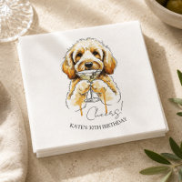 Hand Drawn Golden Doodle Dirty Martini Cocktail