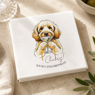 Hand Drawn Golden Doodle Dirty Martini Cocktail Napkins