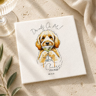 Hand Drawn Golden Doodle Martini Open Bar Cocktail Napkins