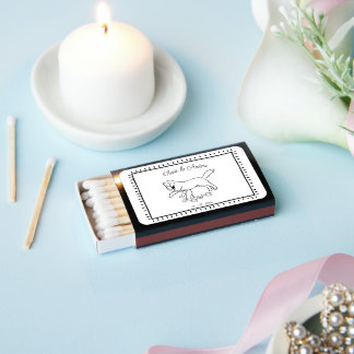 Hand Drawn Golden Retriever Dog Wedding Matchboxes