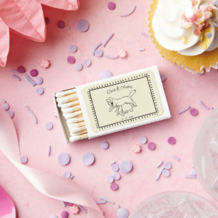 Hand Drawn Golden Retriever Dog Wedding Matchboxes