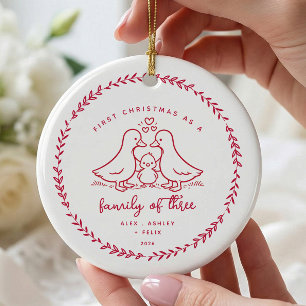 Hand Drawn Goose Family Christmas Ornament