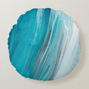 Hand drawn gouache painting. Abstract art backgrou Round Pillow