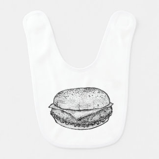Hand-Drawn Gourmet Burger Art Baby Bib
