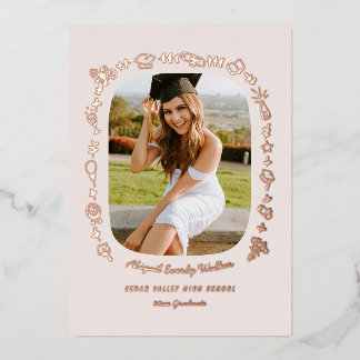 Hand Drawn Grad Announcement Foil Card with Photo 