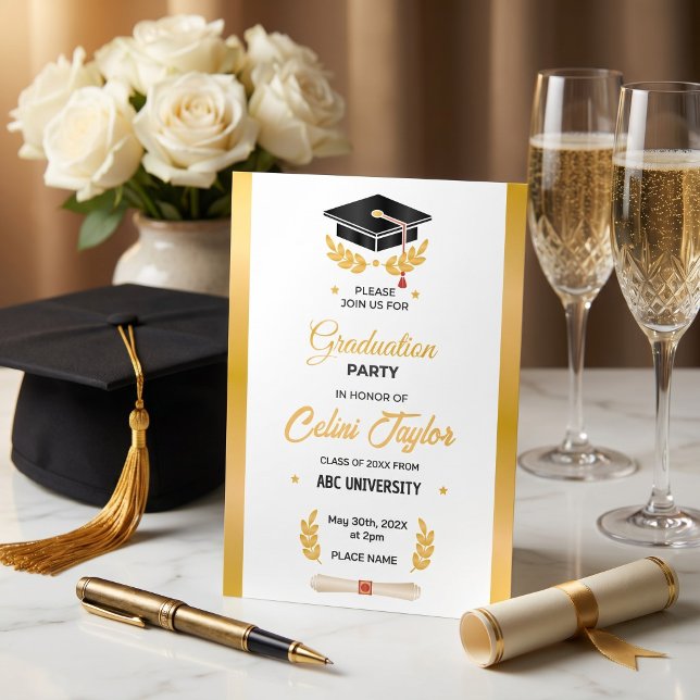 Hand-Drawn Gradient Graduation Party Invitation (Hand-Drawn Gradient Graduation Party Invitation)