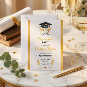 Hand-Drawn Gradient Graduation Party Invitation