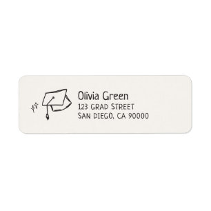 Hand Drawn Graduation Cap Label