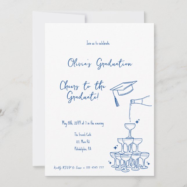Hand drawn Graduation Invitation and announcement (Front)