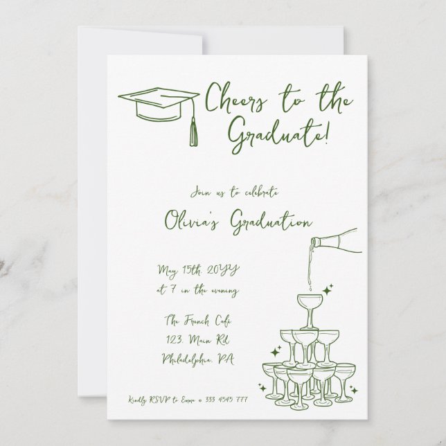 Hand drawn Graduation Invitation and announcement (Front)