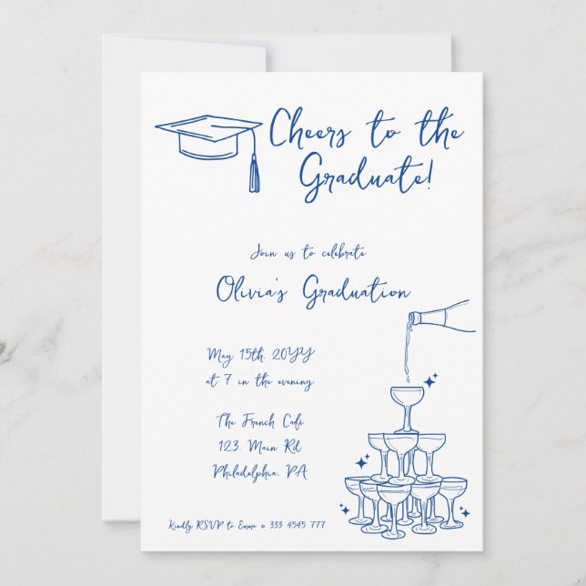 Hand drawn Graduation Invitation and announcement (Front)